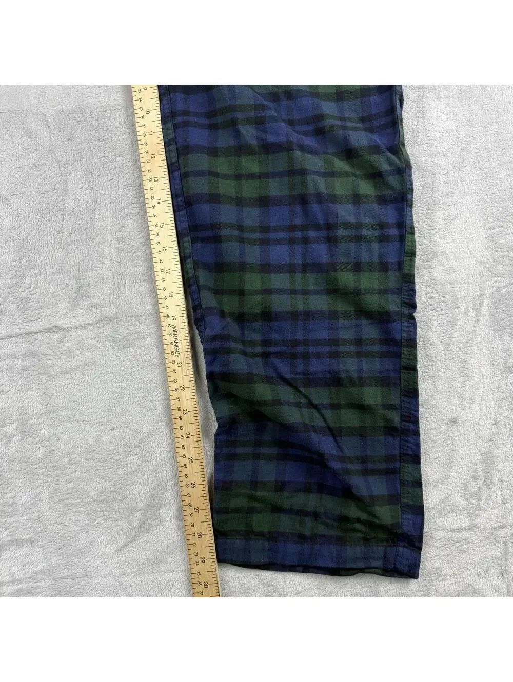 Roots Blackwatch Plaid Pajama Lounge Pants Men L Blue Green Flannel Home Casual